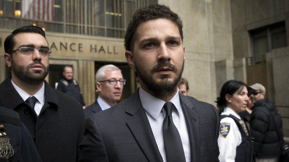 Actor Shia LaBeouf exits the Manhattan Criminal Courthouse following an appearance in New York, March 20, 2015.