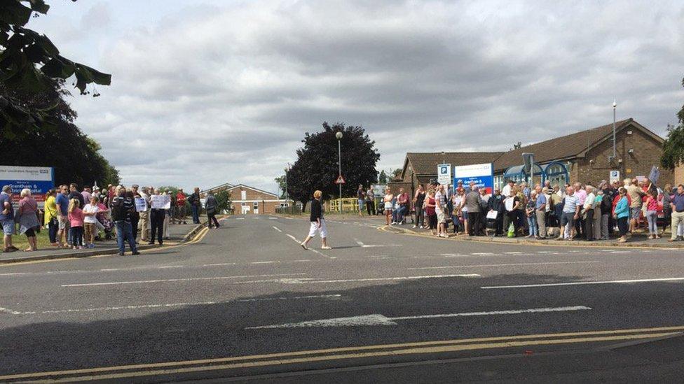 Protest at Grantham hospital