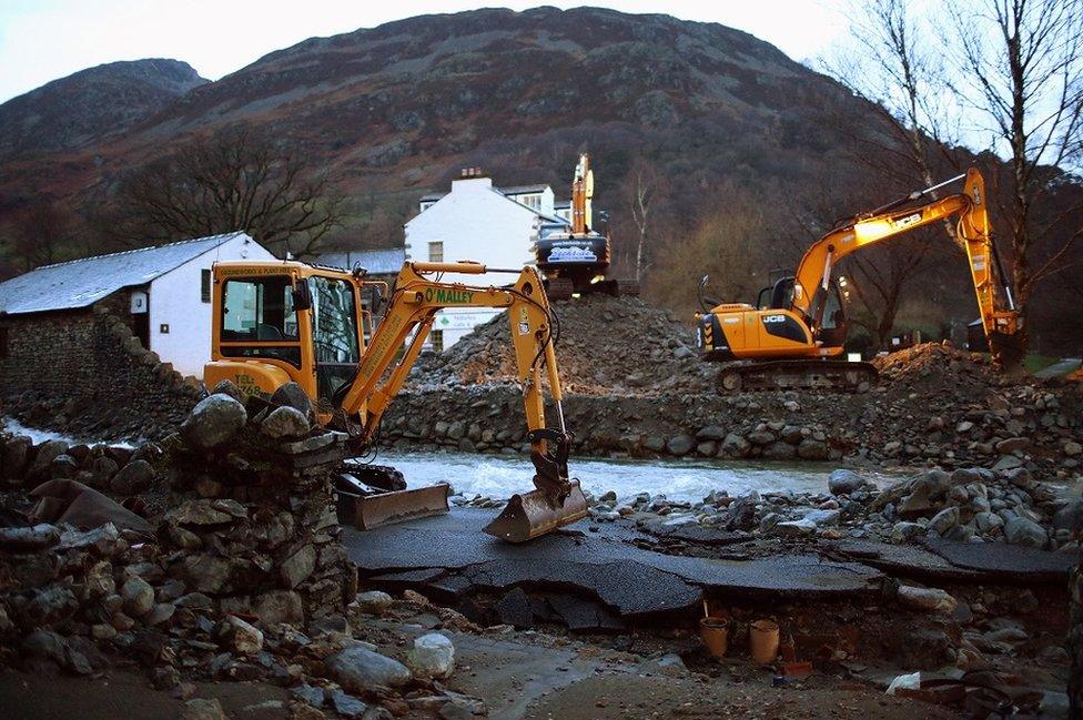 Diggers work to repair damage in Glenridding