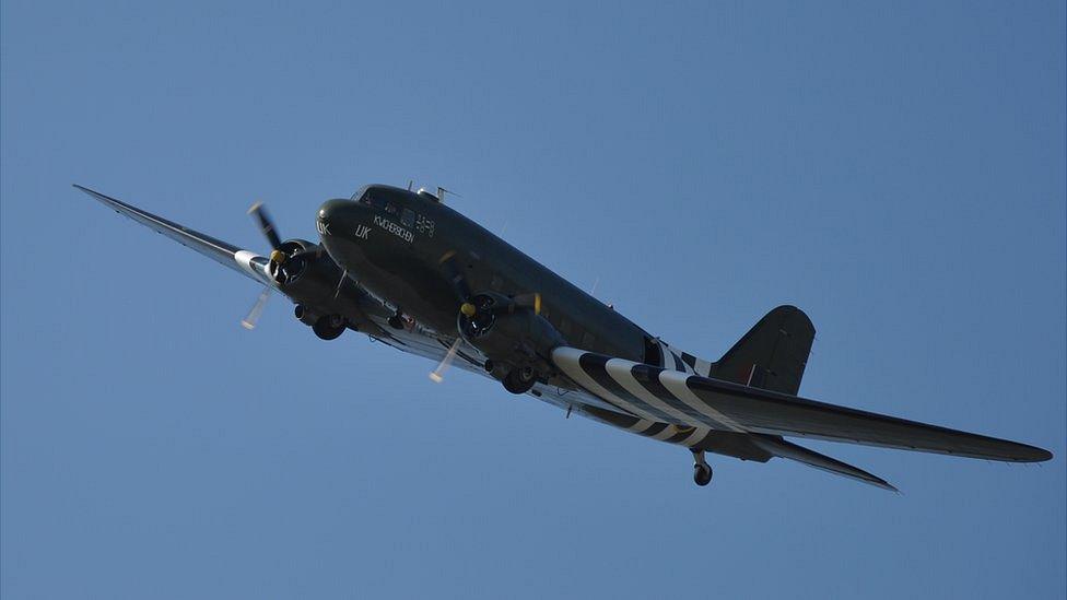 Allied Aircrew Memorial dedication ceremony - Dakota overflying
