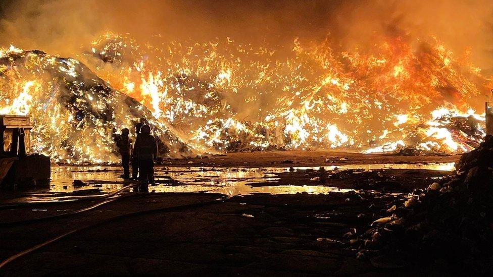 Fire at recycling centre