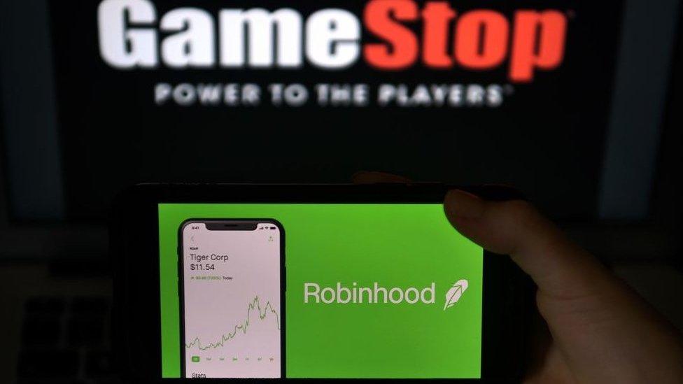 GameStop is listed as GME on the New York Stock Exchange.