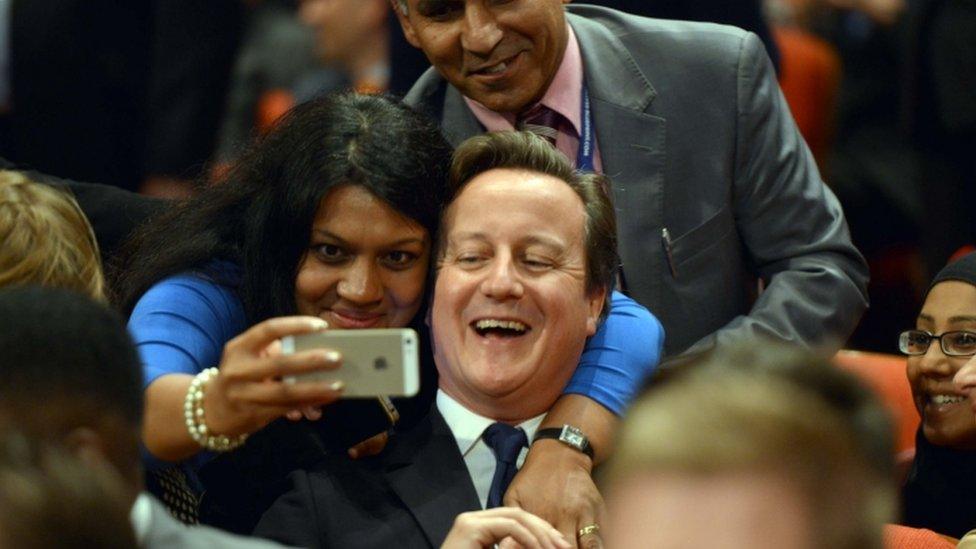 Conservative supporters take selfie of David Cameron in 2013