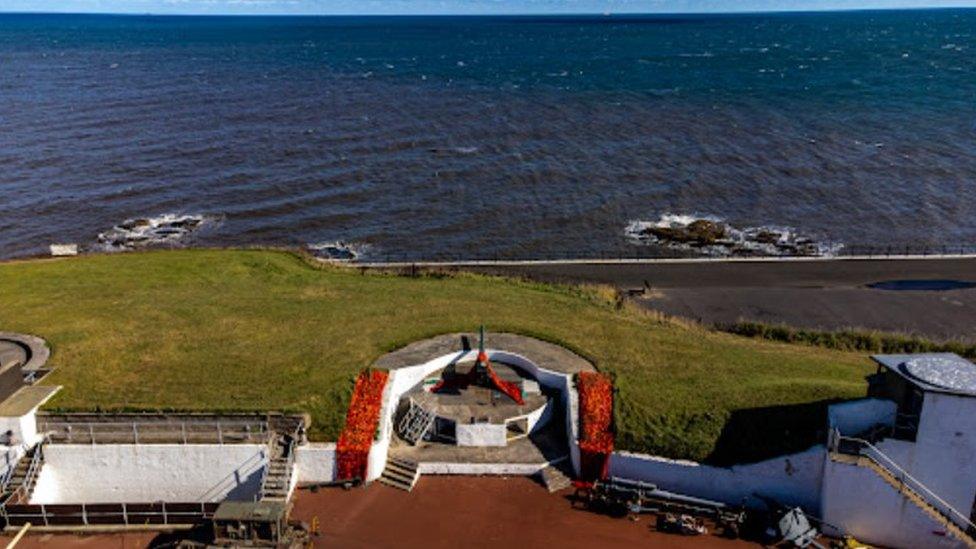 Heugh Battery Museum looking out to North Sea