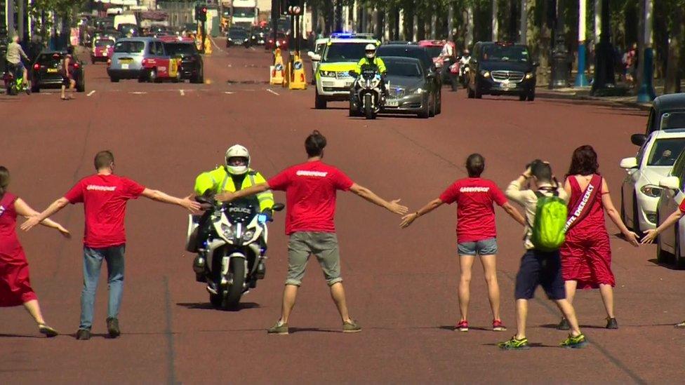 Protesters block Boris Johnson's car