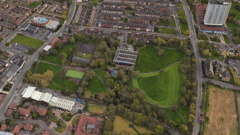 Aerial view of a park