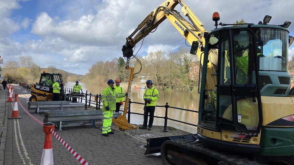 Flood barriers being put up in Bewdley