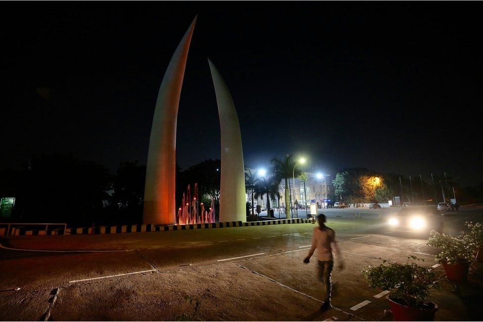 The main entrance to the business summit in Hyderabad