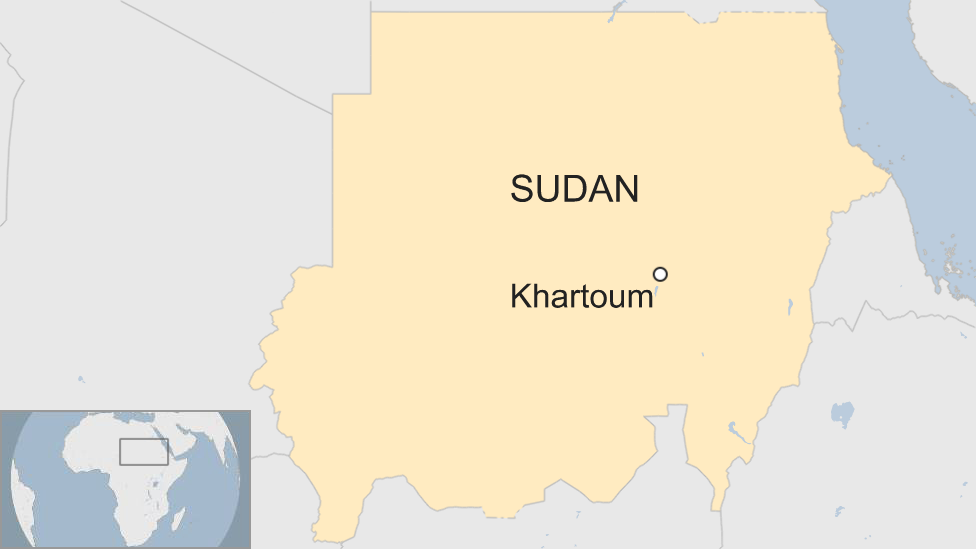 A map showing the location of Khartoum in Sudan