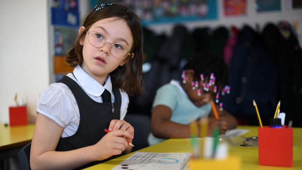 Young student at school desk