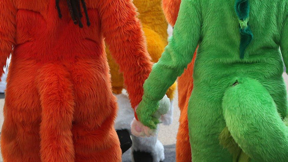 Furries holding handds