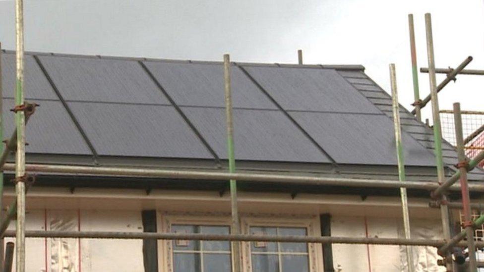 solar panels on roof