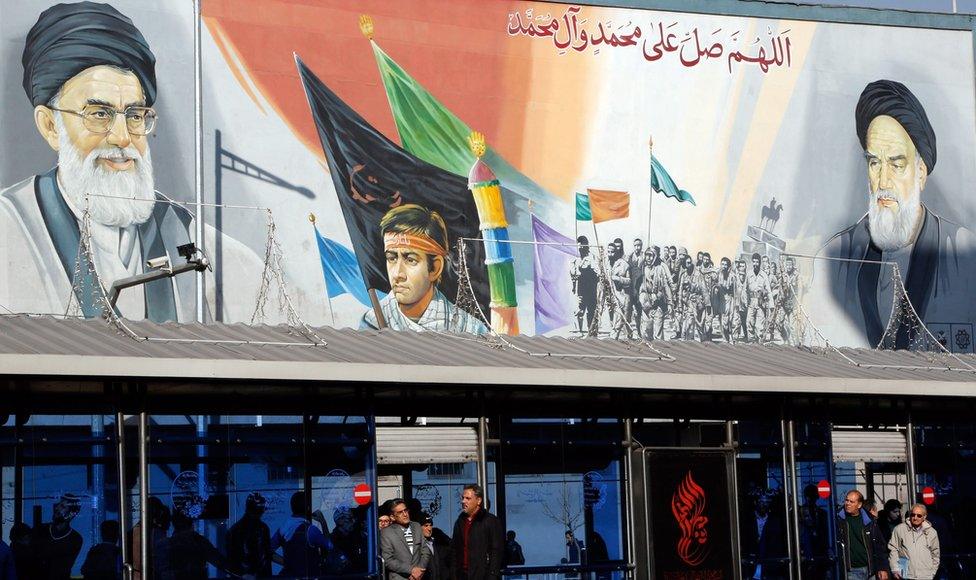 Bus station in a street in Tehran