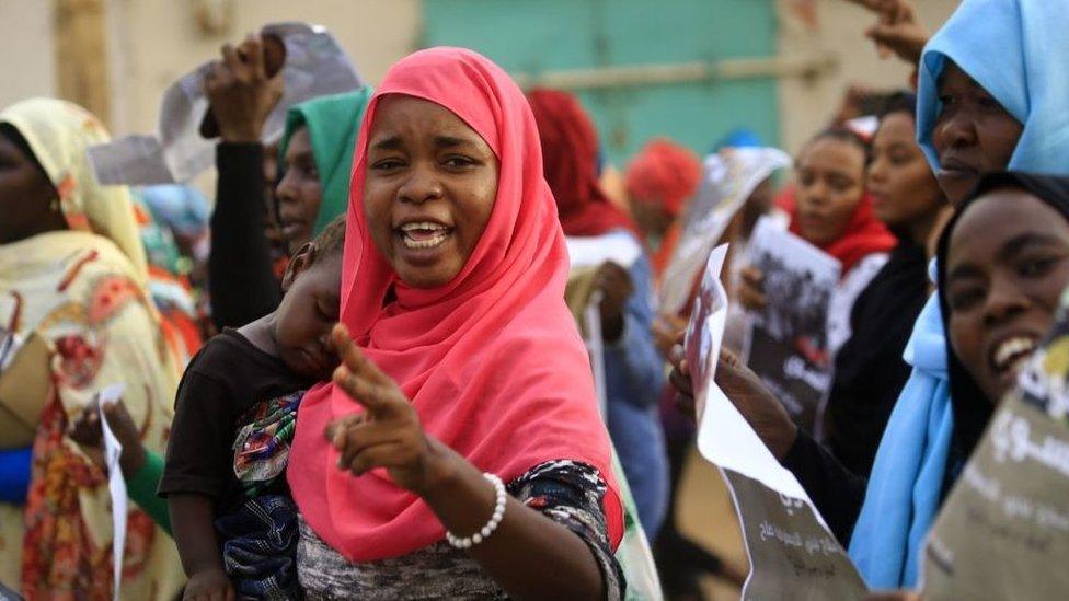 Sudanese women protesting