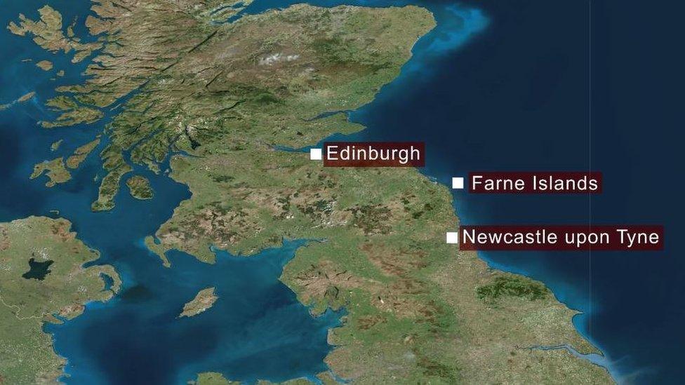 Map to show location of Farne Islands