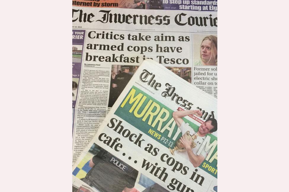 Front pages of Press and Journal and Inverness Courier