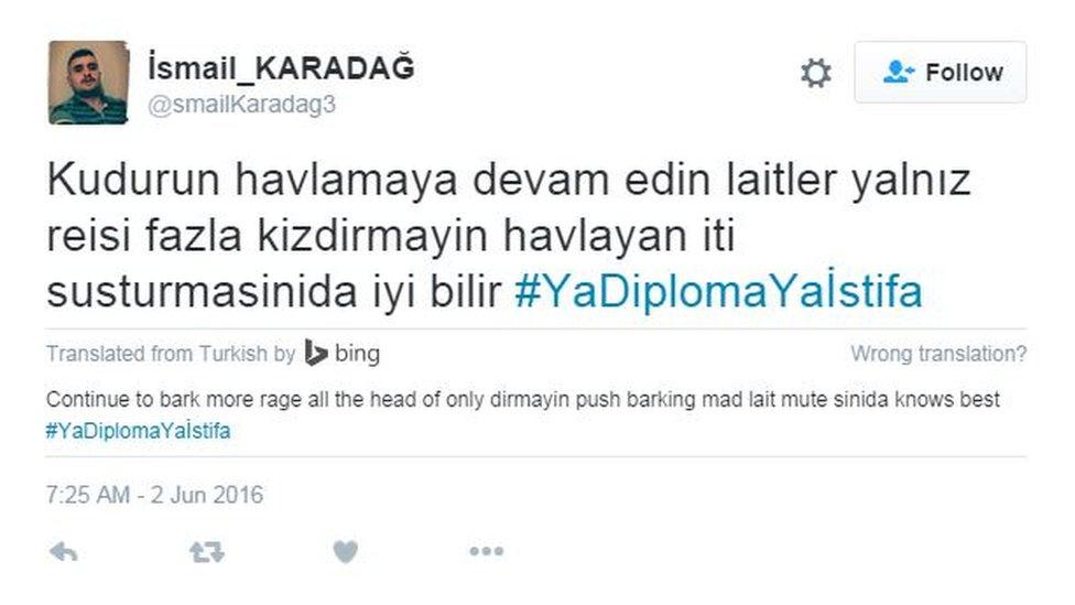 Erdogan defence tweet