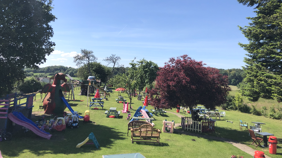 Beer garden and play area at the Coach and Horses, Caerwent