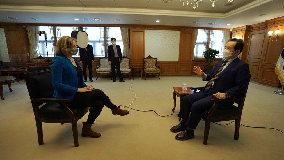 South Korean PM Chung Sye-kyun attends BBC interview in Seoul