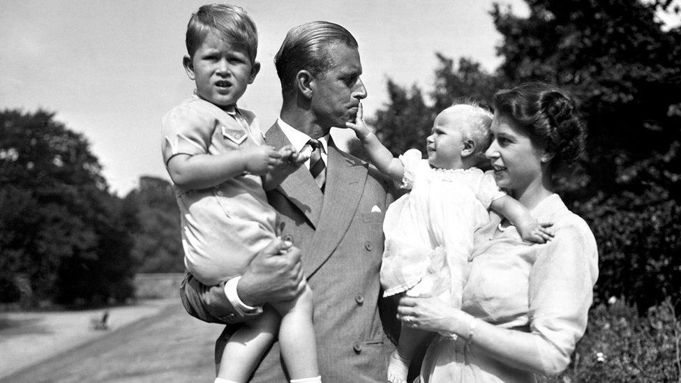 Prince Philip with his family