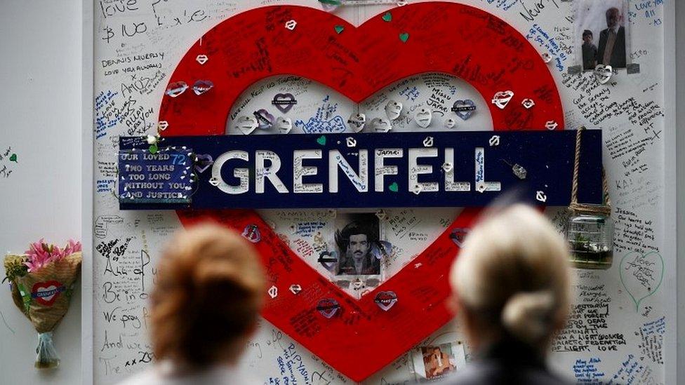 Grenfell memorial sign