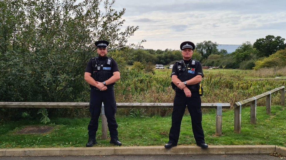 Police officers at Pineham Locks