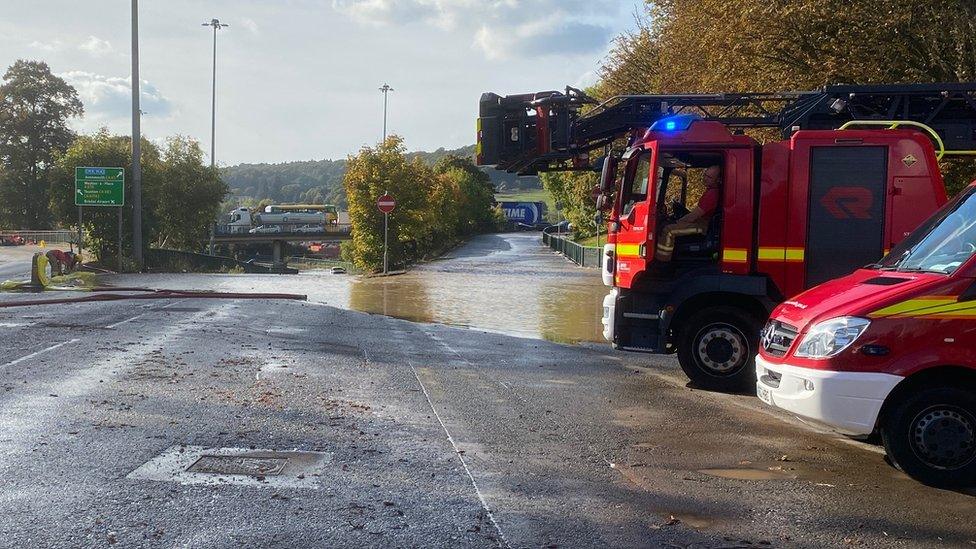 Flooded Cumberland Basin in Bristol