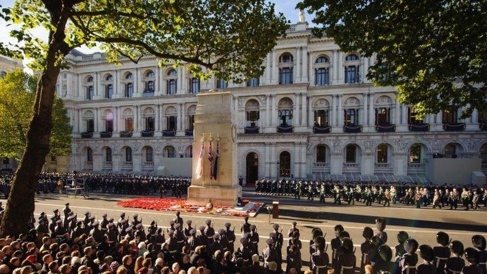 Remembrance Day parade and service at the Cenotaph