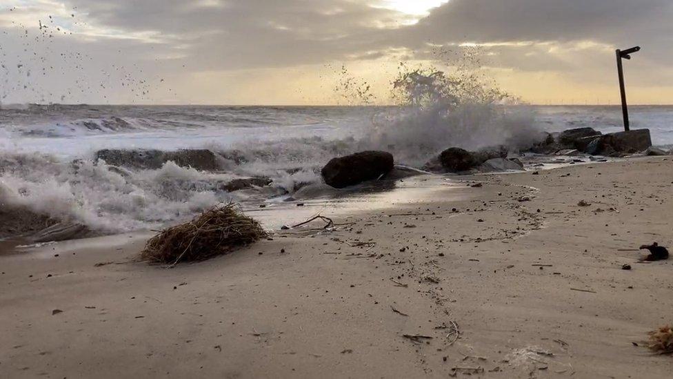 Waves crashing on shore at Hemsby, Norfolk