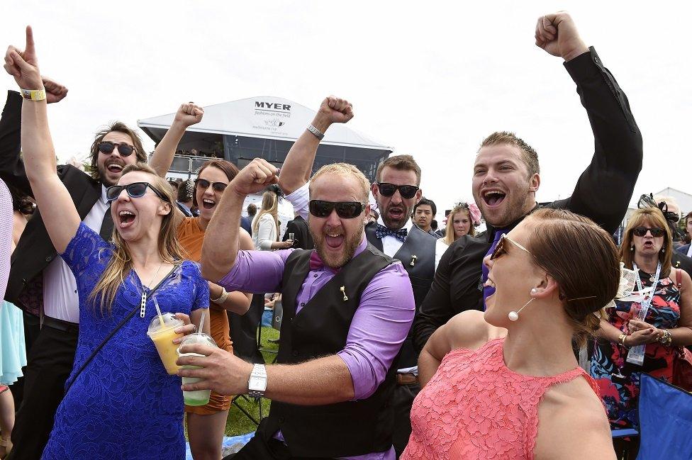 Race-goers at Flemington Racecourse, Melbourne (3 Nov 2015)