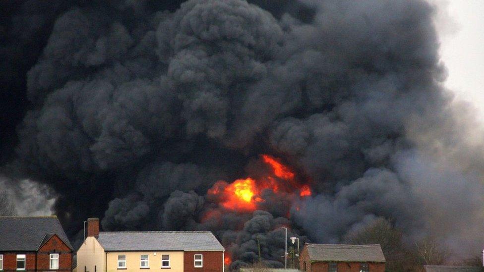 Black smoke at Global Hygiene fire