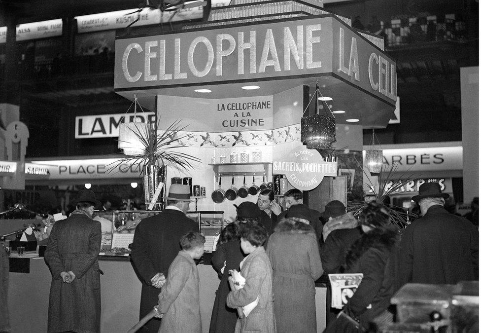 A Cellophane display at a French home economics show in the 1920s