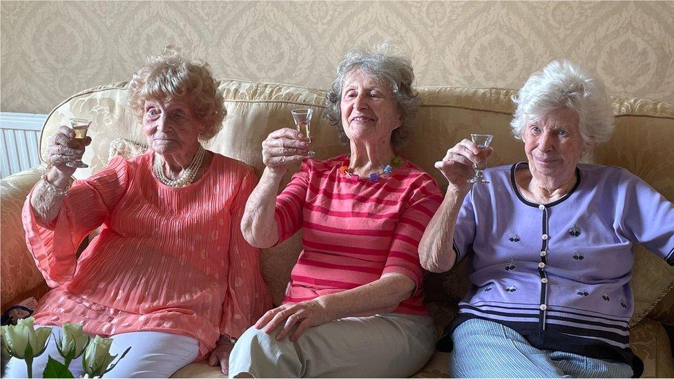 Residents toasting the Queen's life at their care home in Chedder