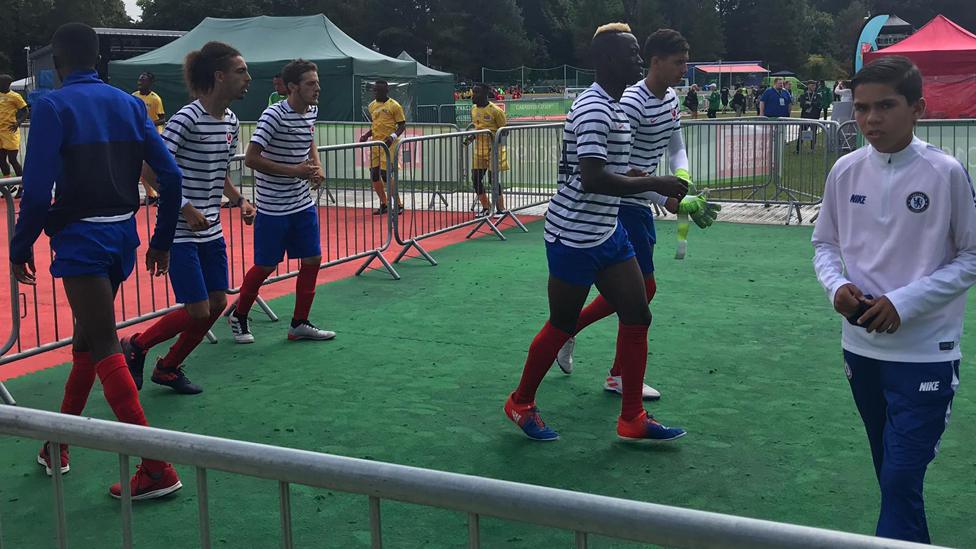 Players warm up at Cardiff's Bute Park