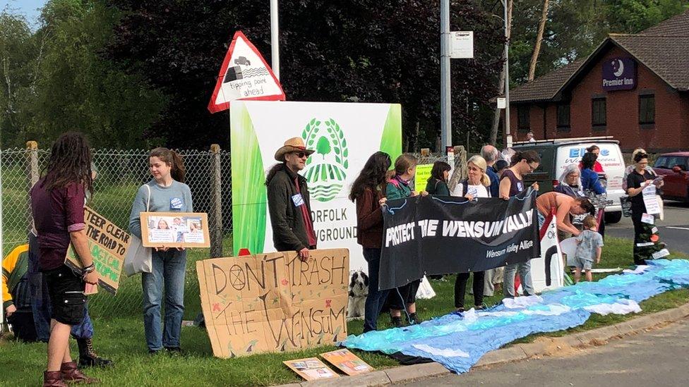 Protestors at Norfolk Showground