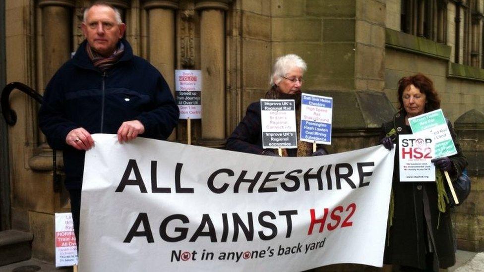 Protesters against HS2 outside Manchester Town Hall