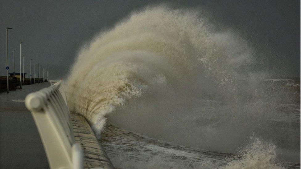 A wave crashing in Rhyl