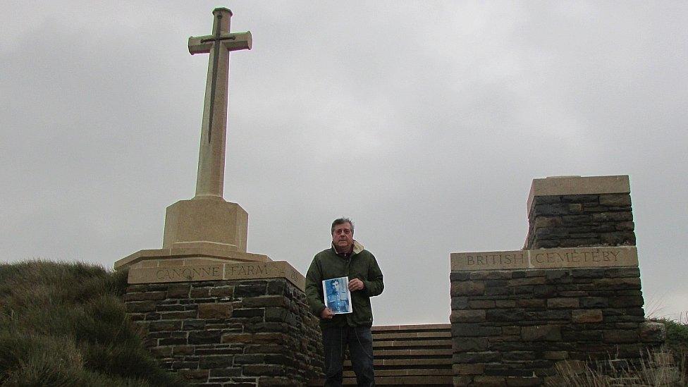 Mr Sabos at Canonne Farm cemetery