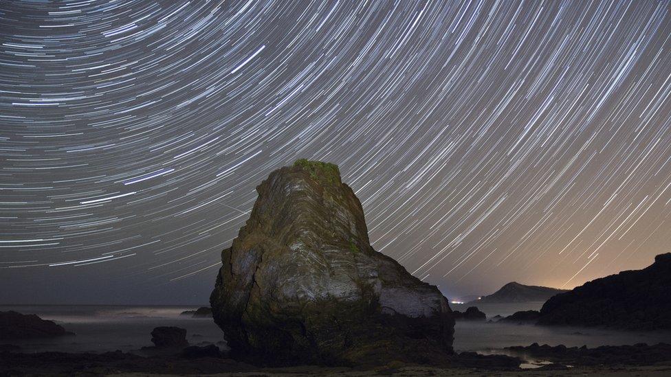 Orionid meteor shower at night