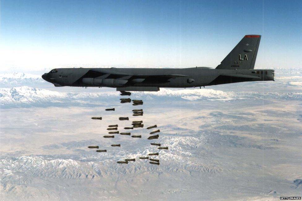 B-52 dropping bombs