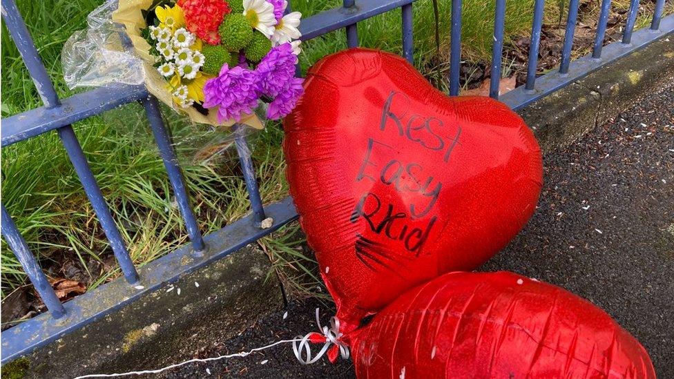 Tributes to the 17-year-old on Raby Street, Moss Side