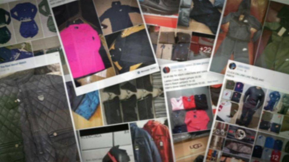 Counterfeit goods for sale on Facebook - blurred