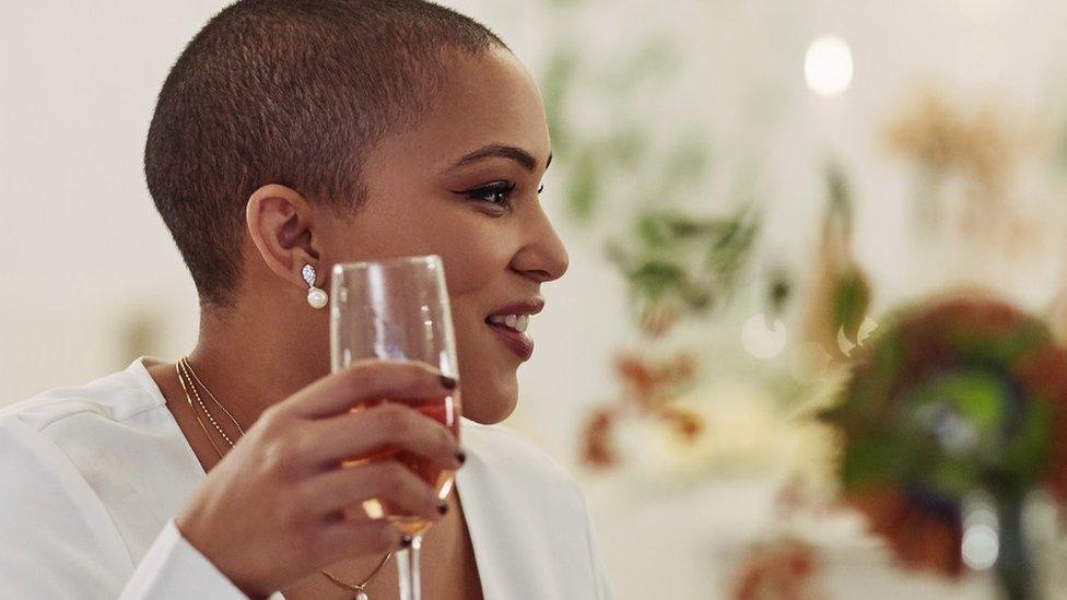 Woman drinking wine