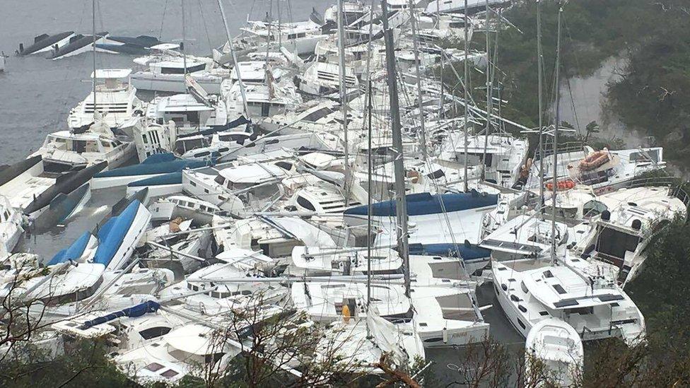 Boats piled up