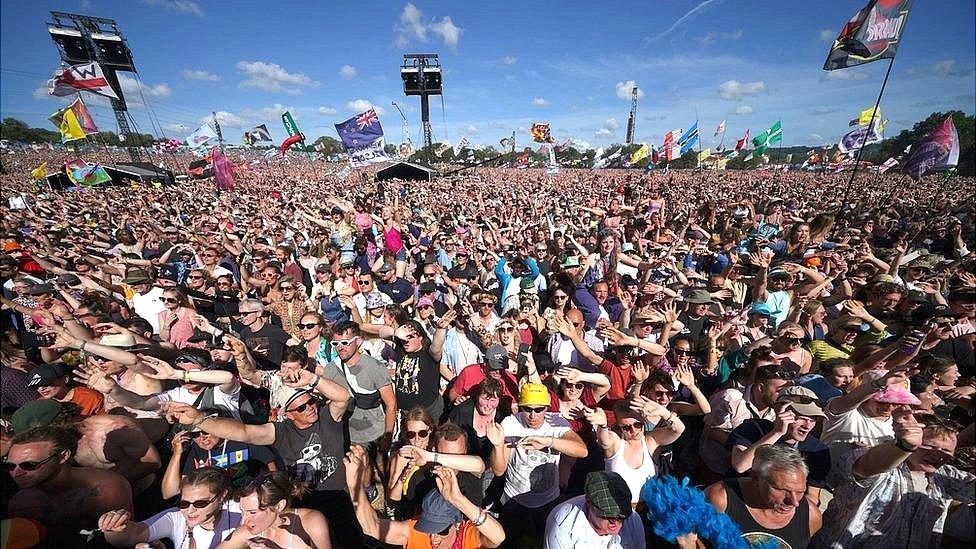 Crowds at Glastonbury Festival at the weekend