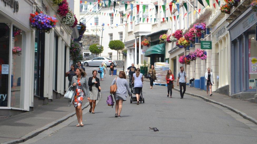 People walking in Smith Street, Guernsey