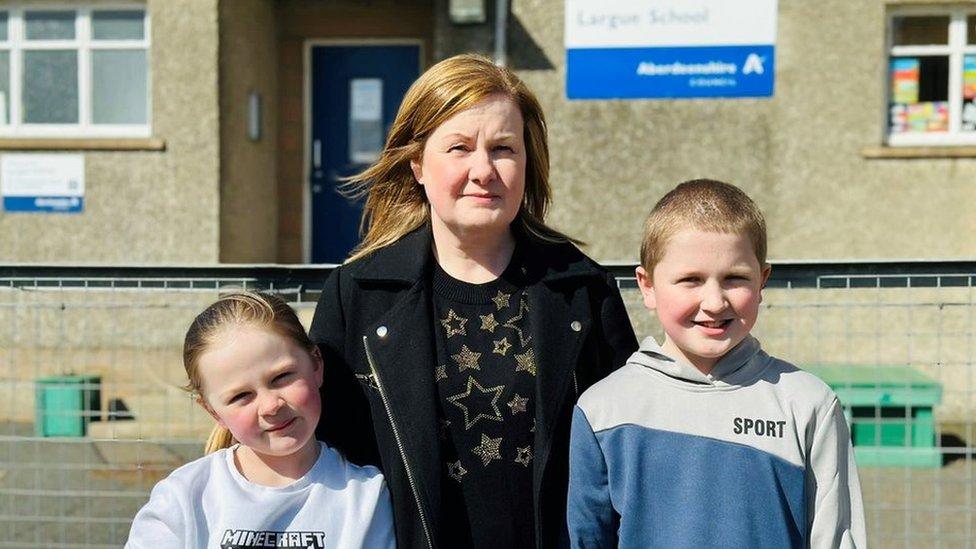 Paula McRitchie is pictured with children Mia, eight, and 11-year-old Owen