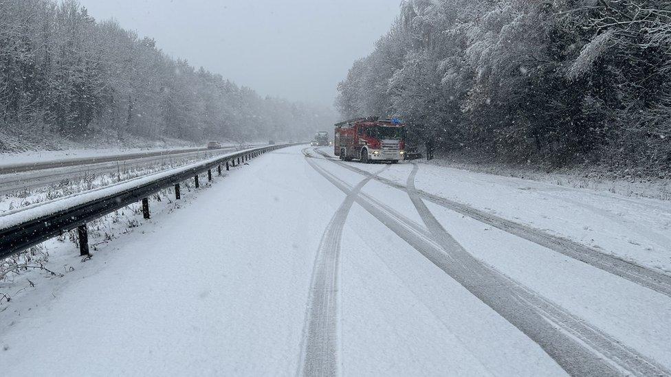 Snow on the motorway