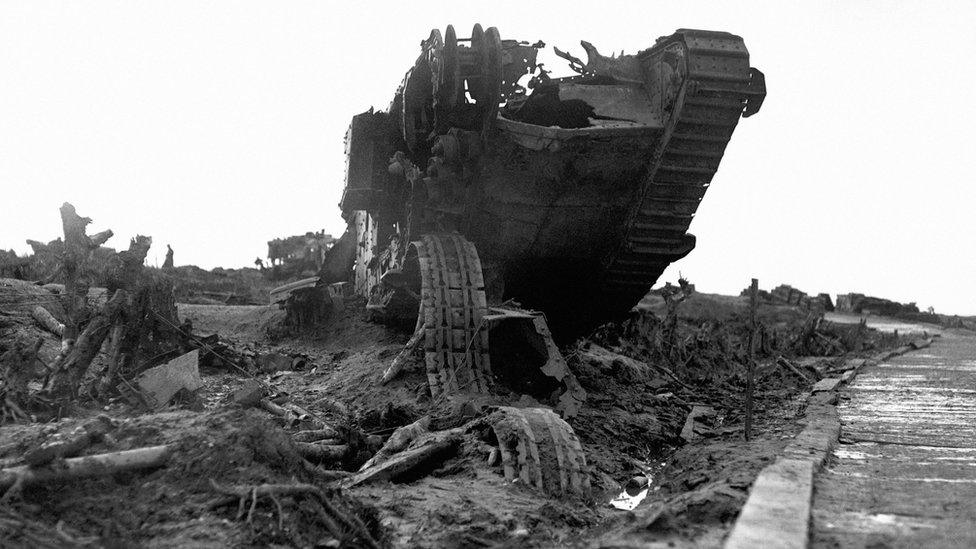 British tank wreckage at Passchendaele