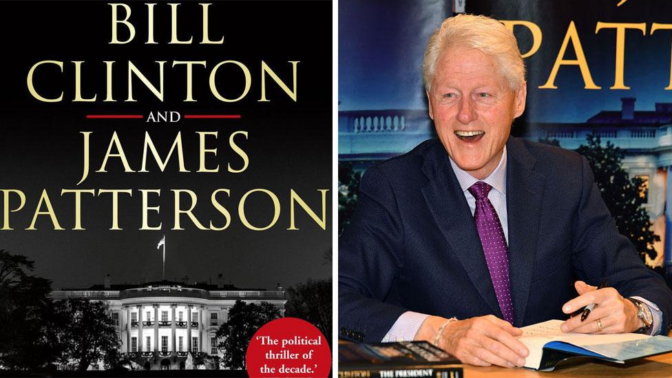 Bill Clinton's book and image of him signing it